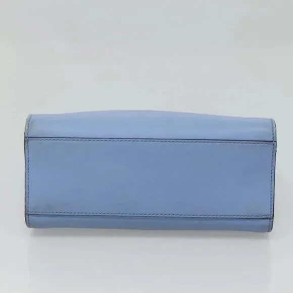 GUCCI Hand Bag Leather 2way Blue Gold 443089 Auth 121644